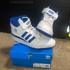 Adidas Forum Mid White and Royal Blue High-Tops
